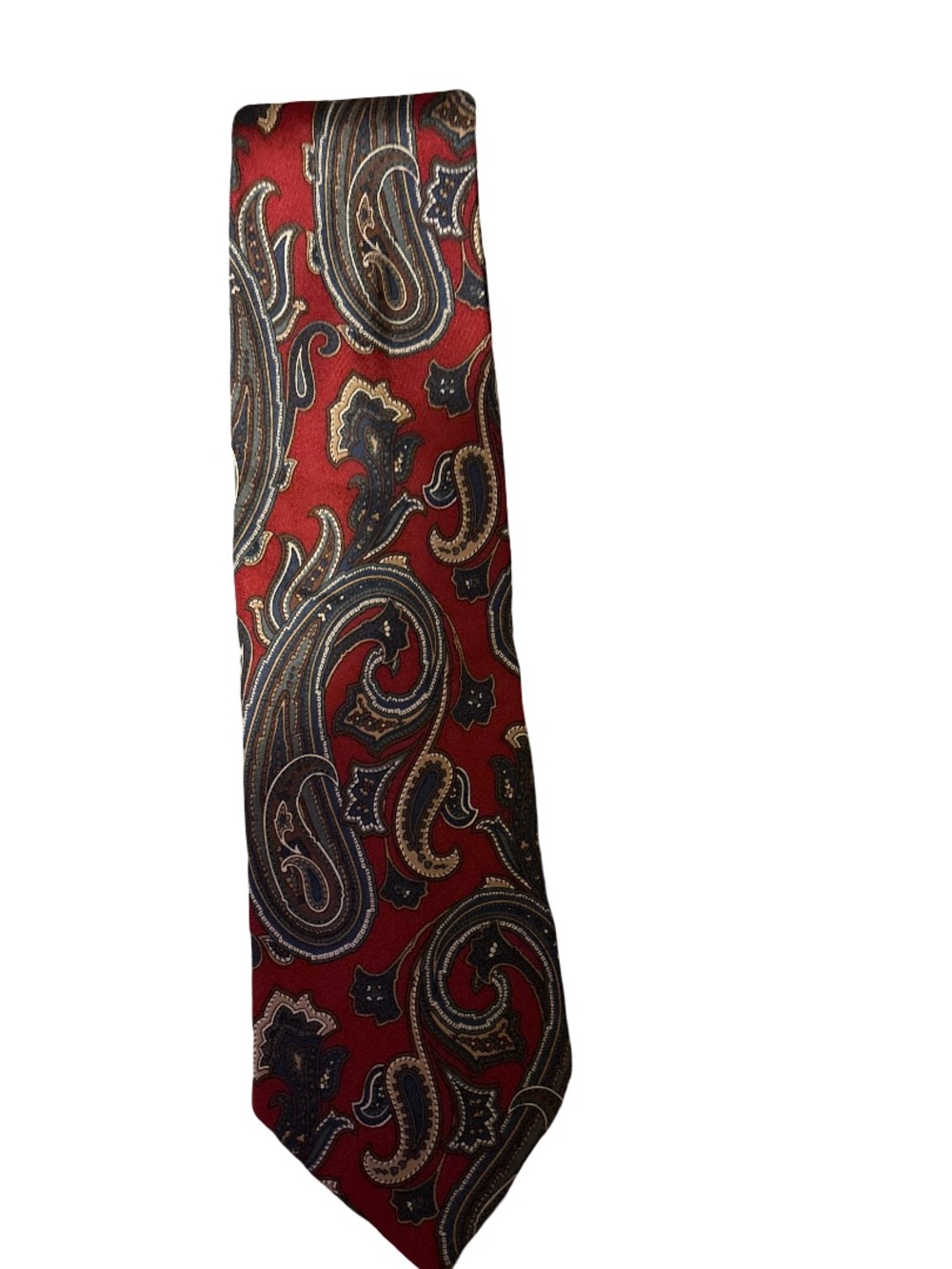 Stafford Red Paisley Men's Tie with Gold and Black Accents